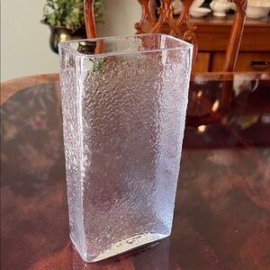 Vintage Blenko Pebbled Clear Glass Vase #3732 Rectangle Shape